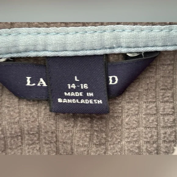 Lands End Women’s Full Zip Mock Neck Zipper Pocket Fleece Windcheck Jacket L - Picture 6 of 11
